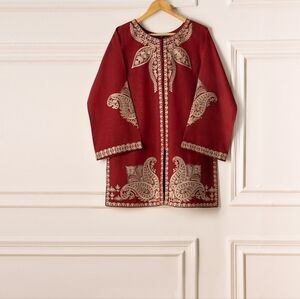 Agha noor Red Embroidered shirt and pants